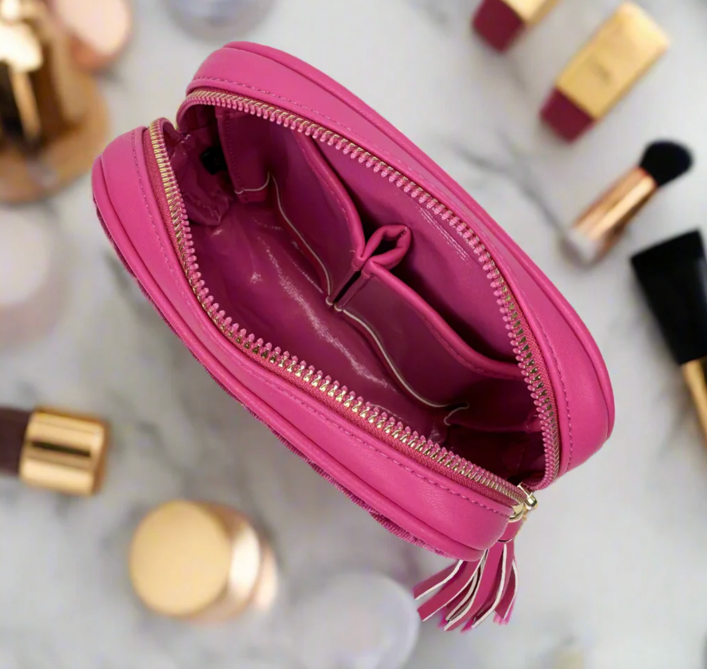 Glam Makeup Case - Fuchsia Velvet