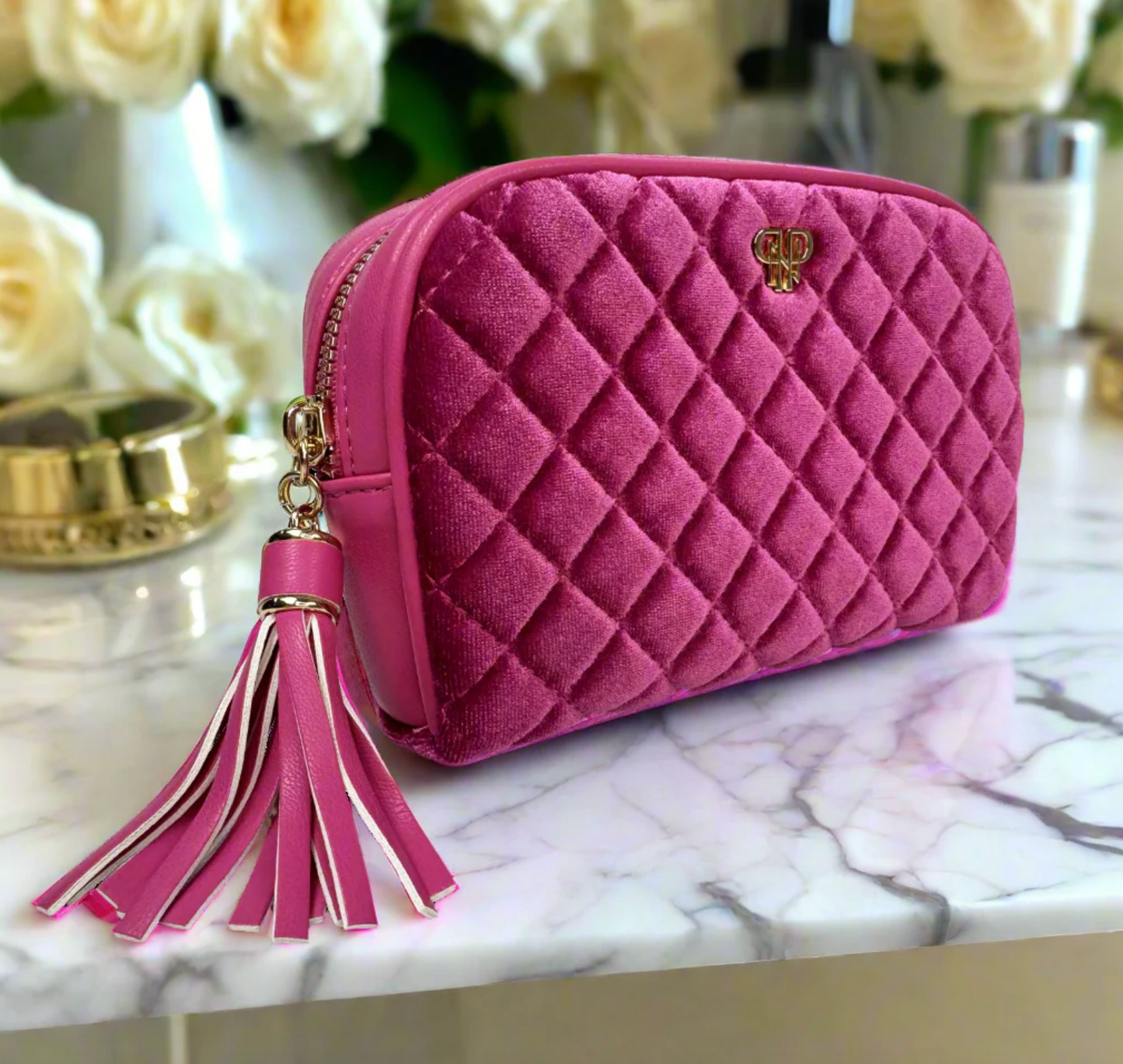 Glam Makeup Case - Fuchsia Velvet