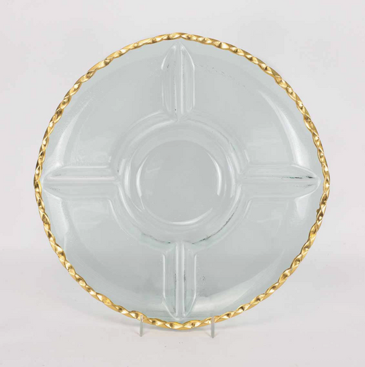 Cordova Chip and Dip Serving Tray Clear/Gold 13"