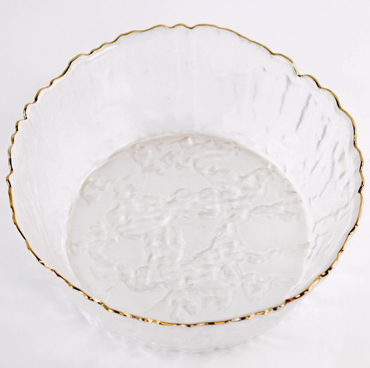 Marguerite Glass Serving Bowl Clear/Gold 8x3.5x8