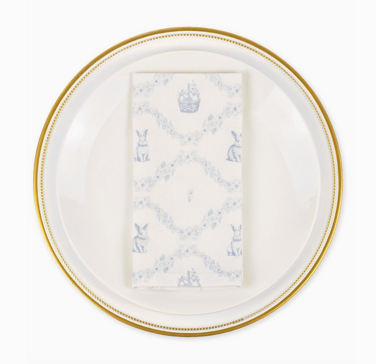 Morgan Bunny Napkin White/Blue 18x18