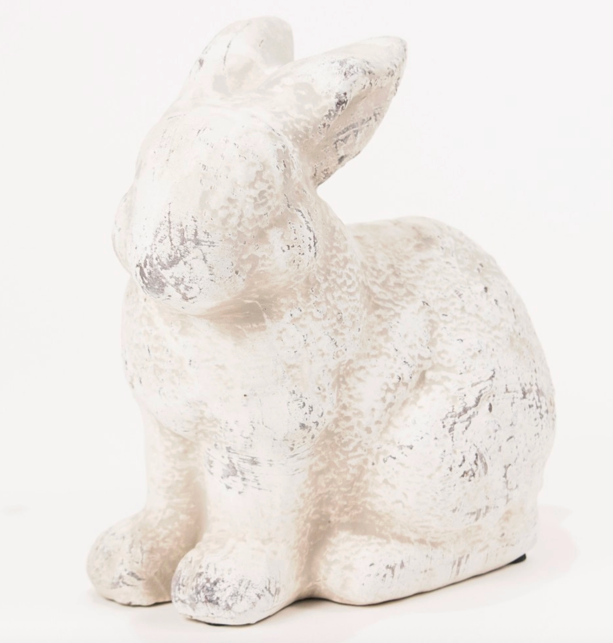 Sitting Bunny Stone Decor Antique White 8x8.5x5.5
