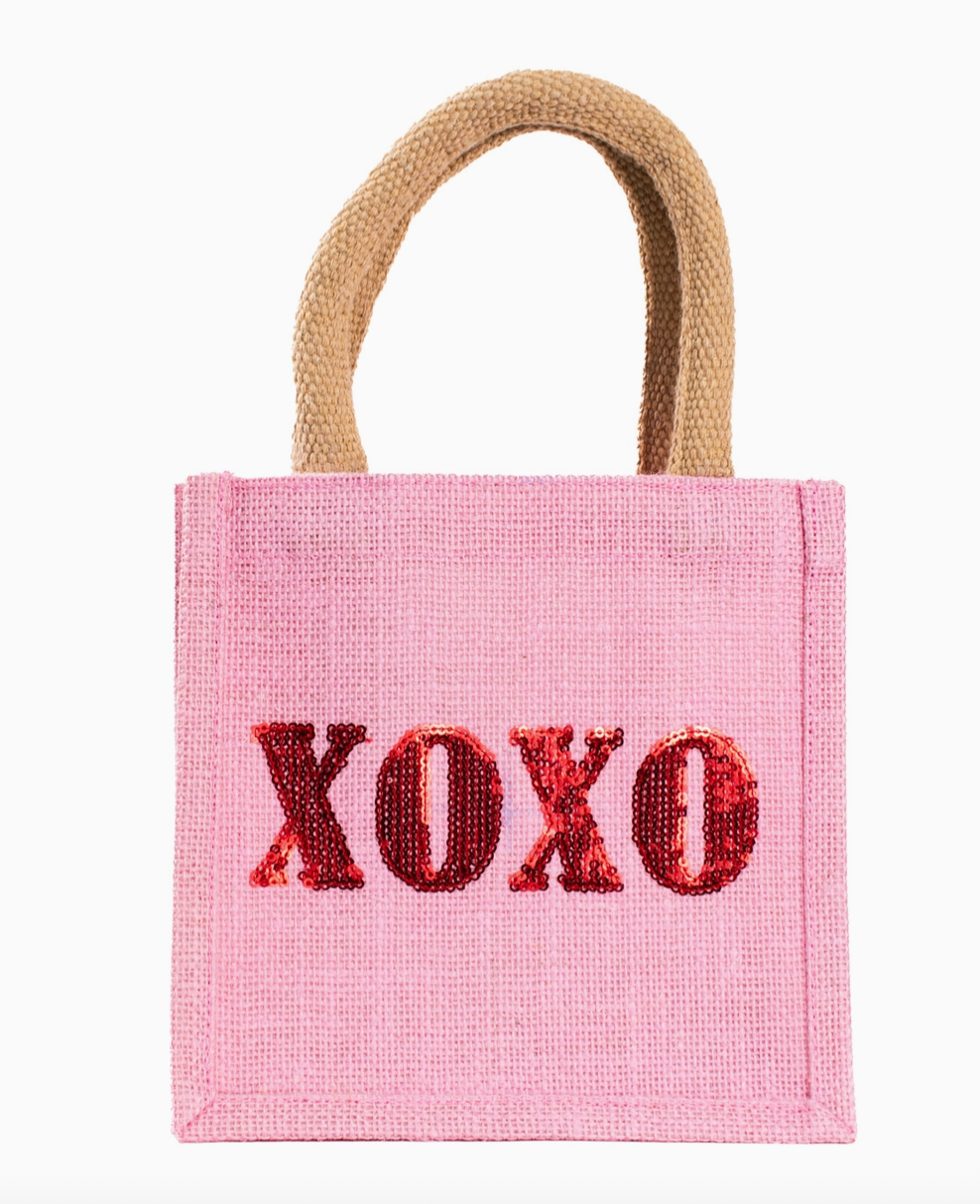 Xoxo Sequin Petite Gift Tote Pink/Red 7x7x5
