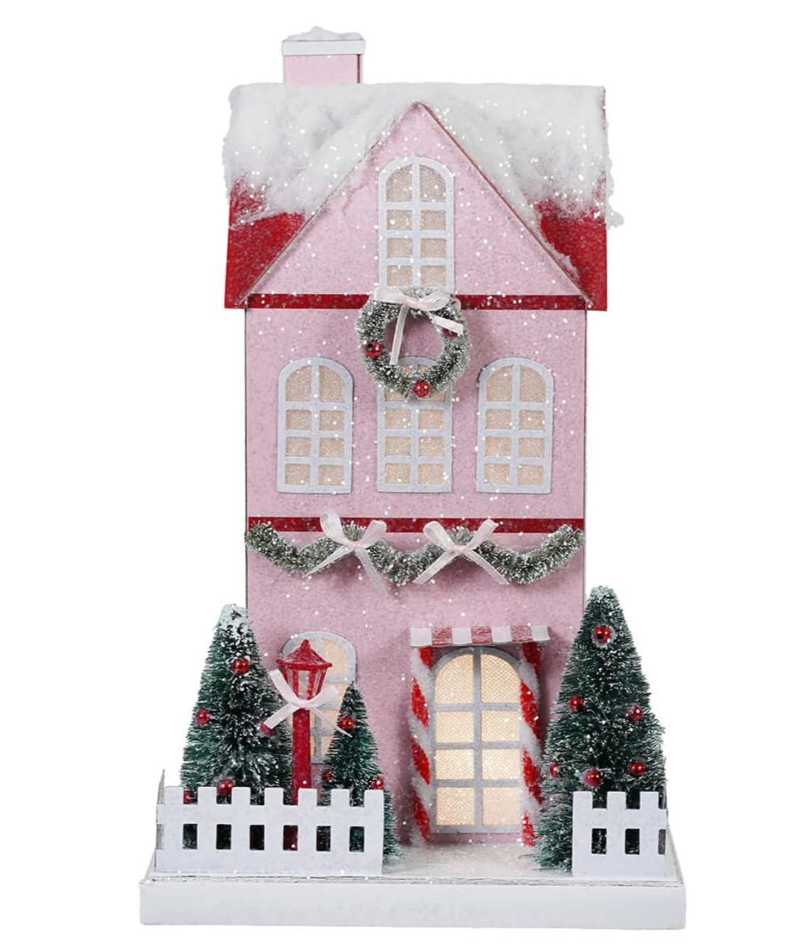 Lighted Pink Paper House