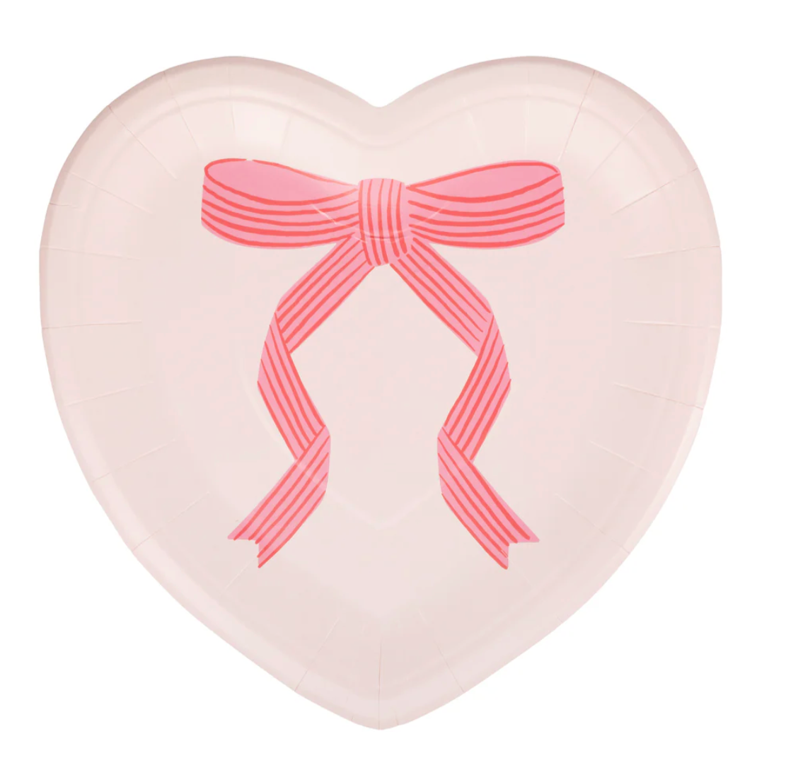 Tied Bow Heart Diecut Plates