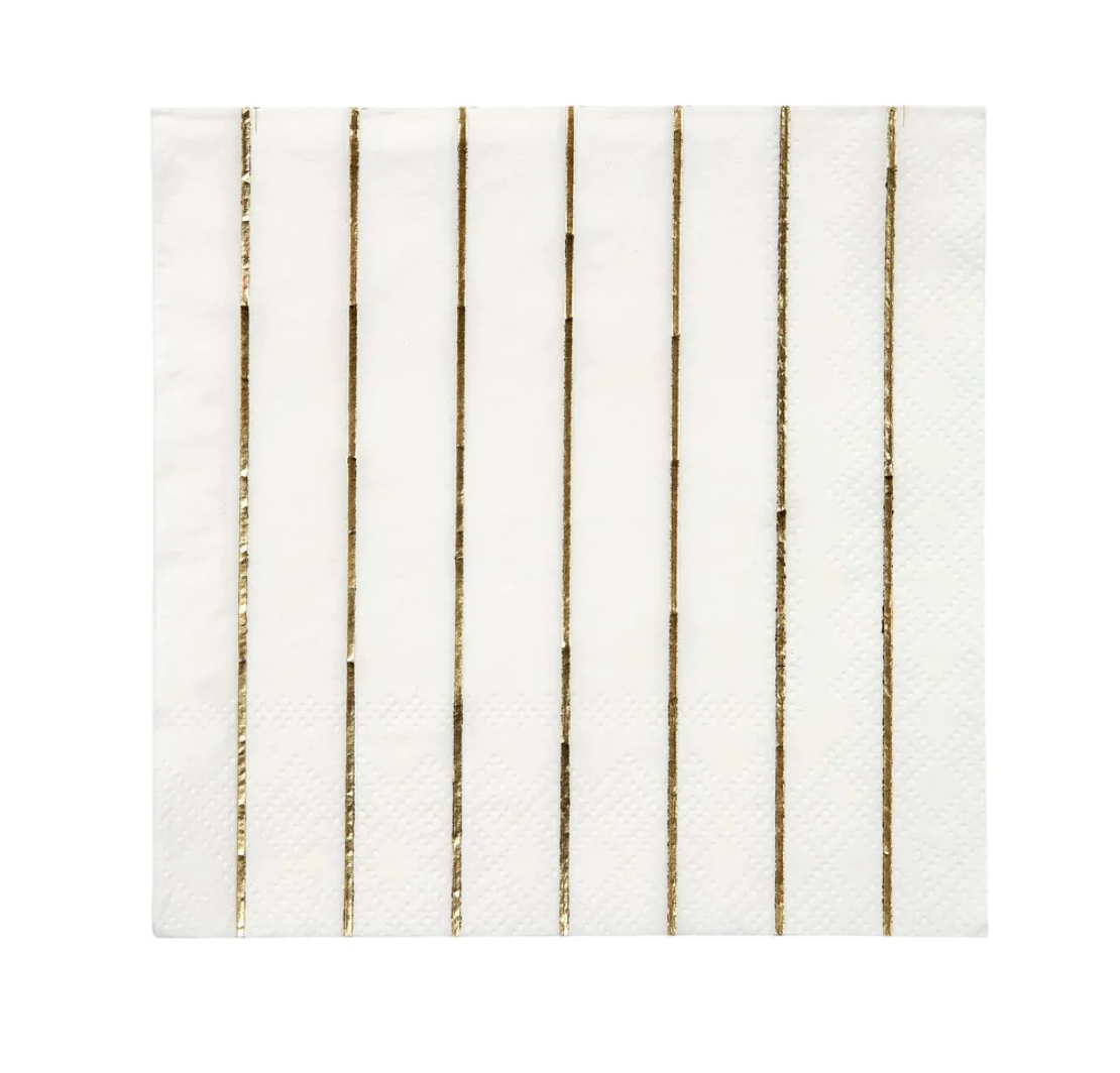Metallic Gold Stripe Beverage Napkins