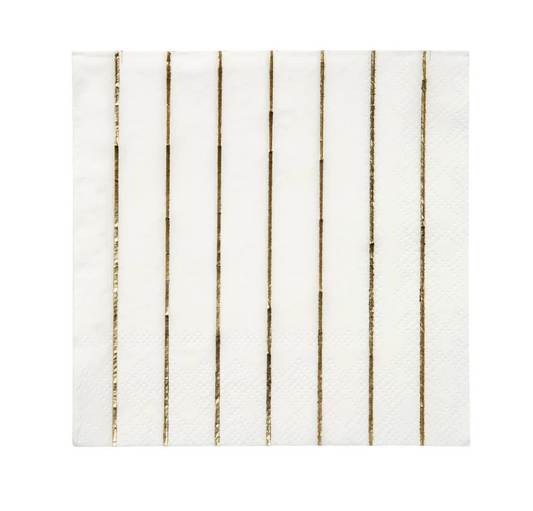 Metallic Gold Stripe Beverage Napkins