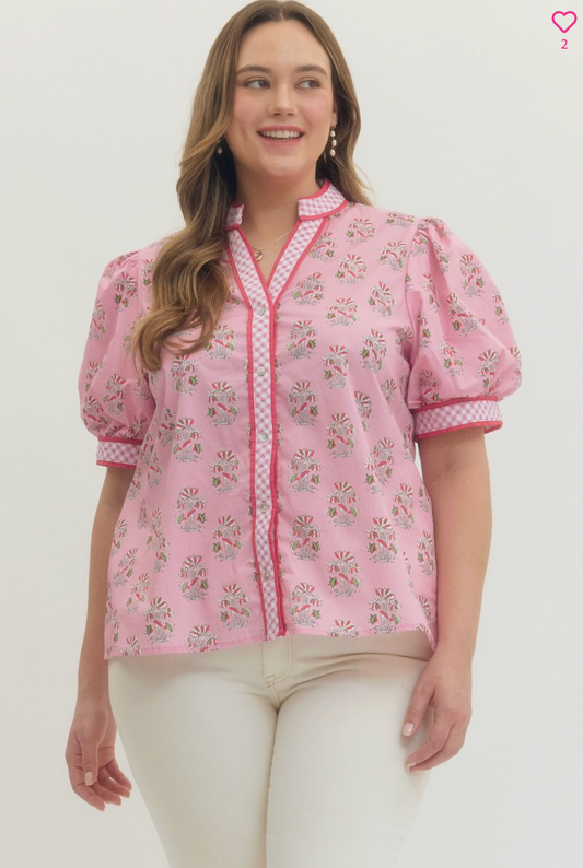Floral Pink Plus Size Top