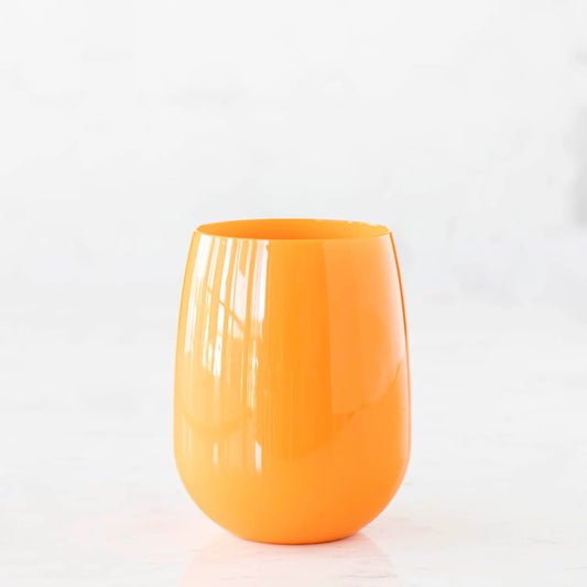 Orange Stemless Wine Glass