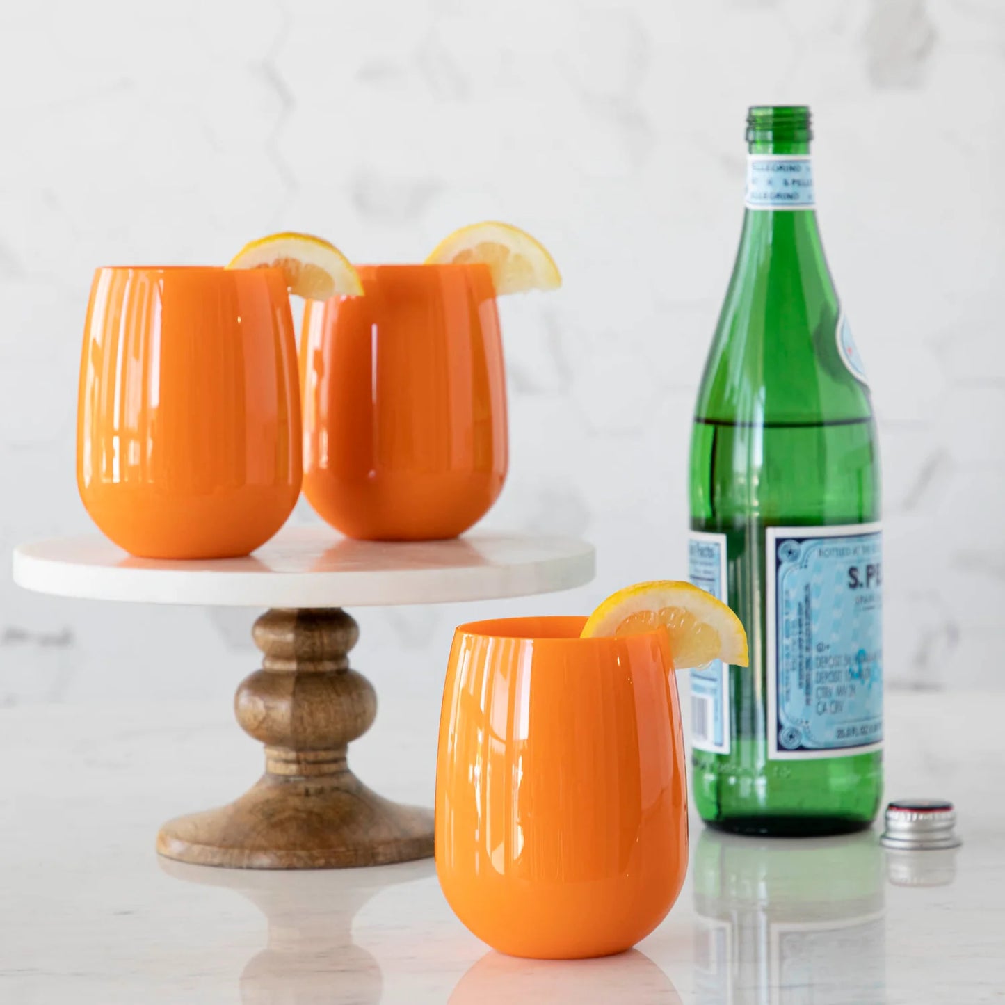 Orange Stemless Wine Glass