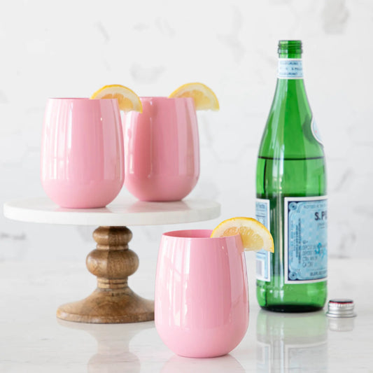 Pink Stemless Wine Glass