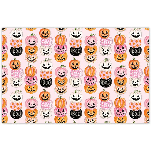 Handpainted Pink & Orange Pumpkin Stacks Placemat