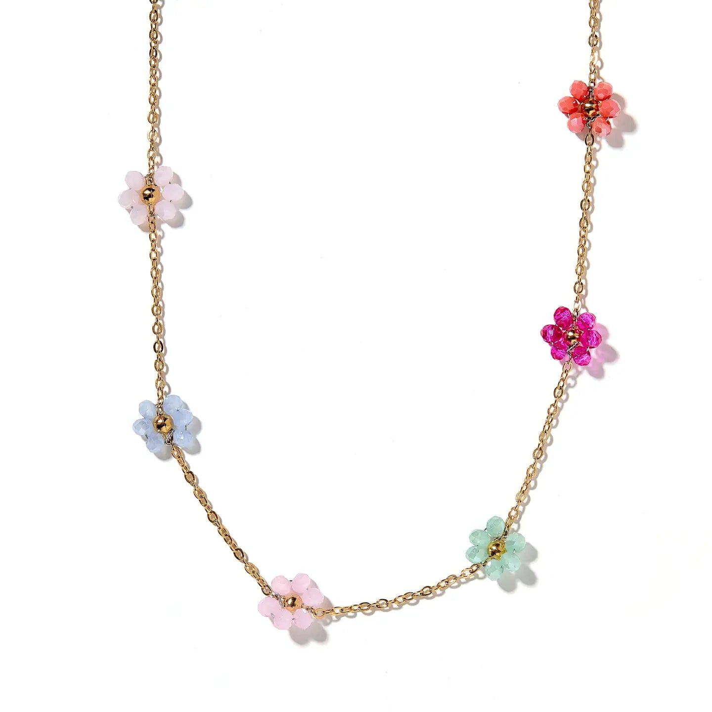 Necklace - Gracie Flower Multi Color