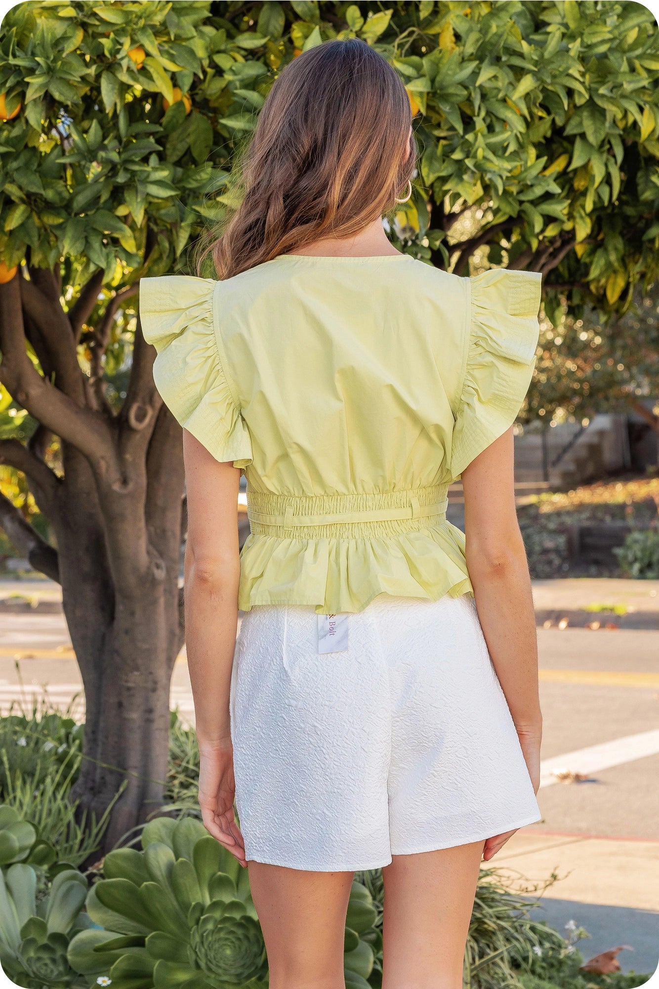 Flutter Sleeve Peplum Poplin Top