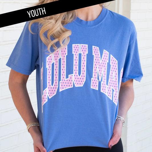 Dot Flo Blue Youth Comfort Colors Tee