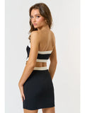 Contrast Cut Out Waist Tube Bodycon Dress