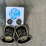 New Year Hat Beaded Earrings