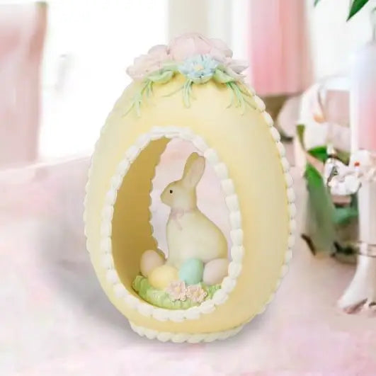 Resin Yellow Sugar Egg with Bunny