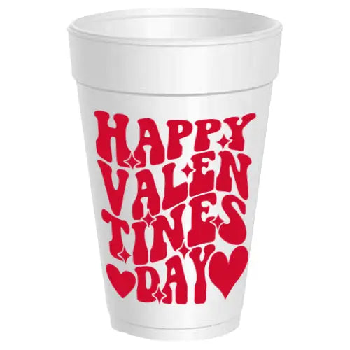 Happy Valentines Day Groovy Styrofoam Cups