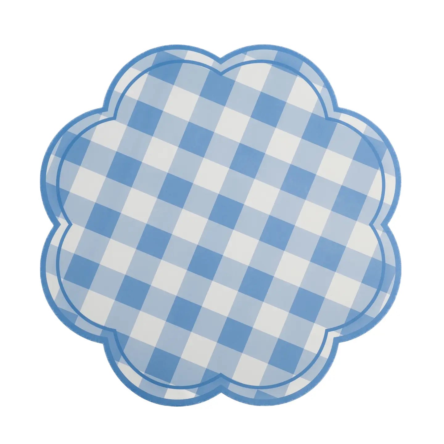 Blue Gingham Soft Scalloped Placemats