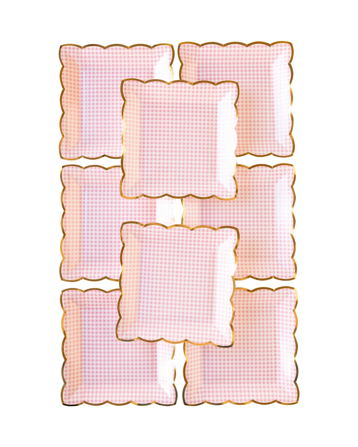 Pink Gingham Dinner Plates