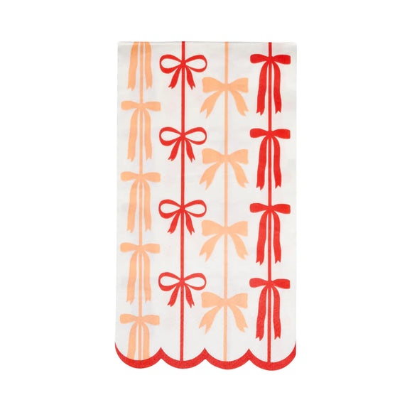 Red and Pink Bow Stripes Guest Towels