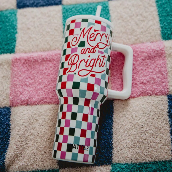 Checkered Merry & Bright Tumbler