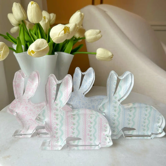 Easter Acrylic Bunny Block - Pink Spring Pattern