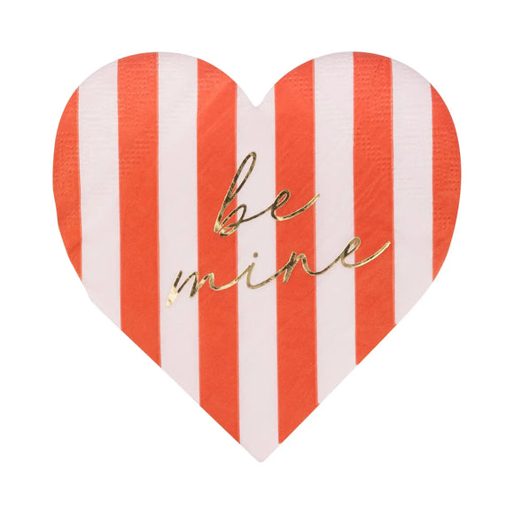 Striped Heart Beverage Napkin