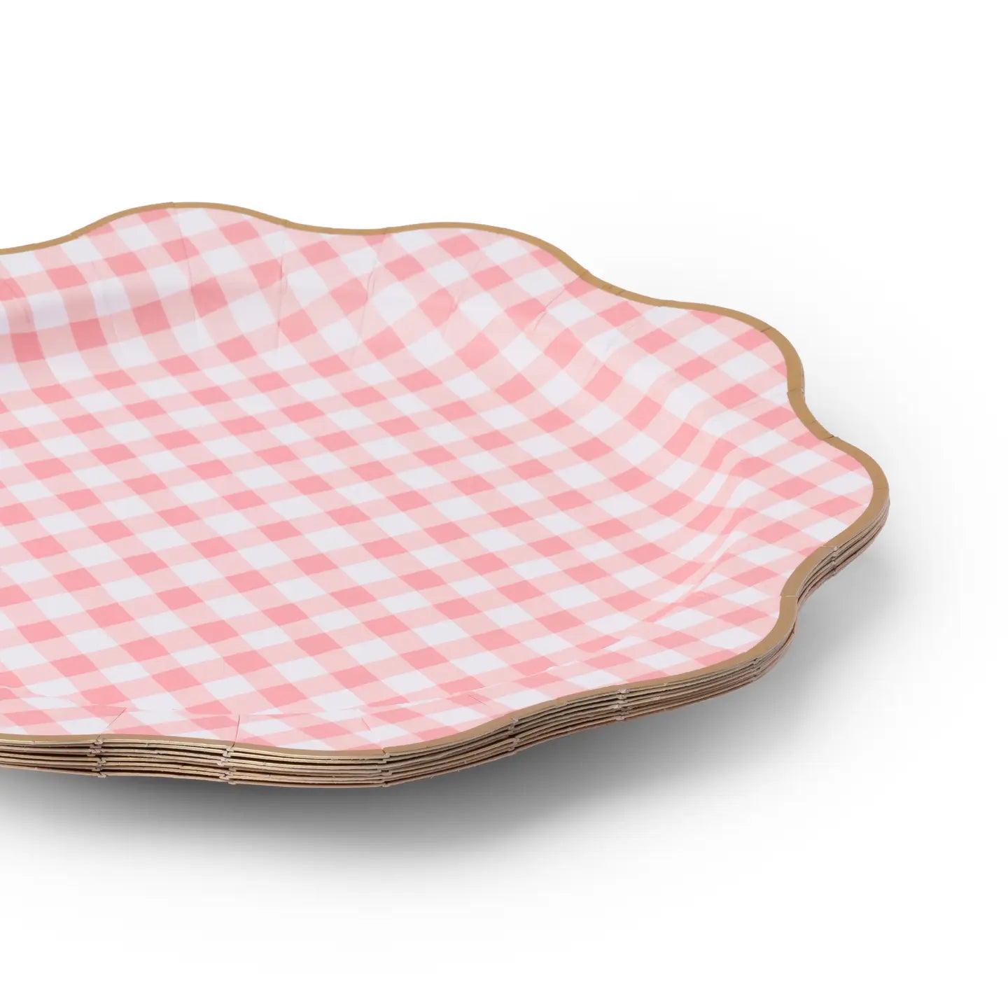 Elegant Petal Pink Gingham Dinner Plates