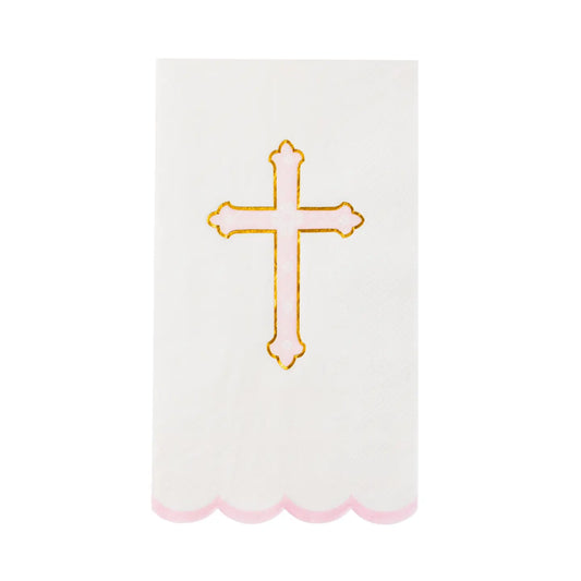 Petal Pink Cross Guest Towels