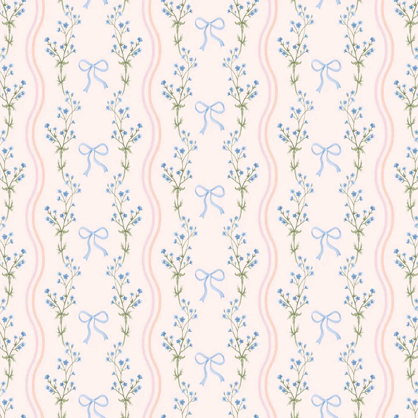 Watercolor Bow Wavy Stripe Wrapping Paper