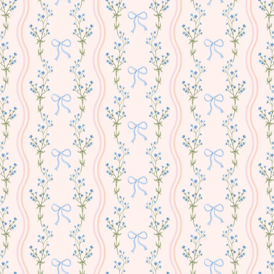 Watercolor Bow Wavy Stripe Wrapping Paper