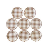 Harvest Scalloped Brown Plaid Dinner Plates