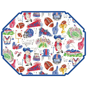 Cardinal Red Blue Rebel Football Icons Posh Die-Cut Placemat