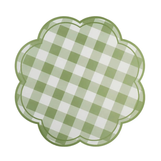 Green Gingham Soft Scalloped Placemats