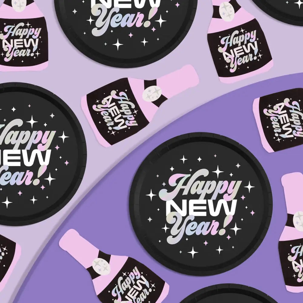Happy New Year Champagne Bottle Diecut Napkins