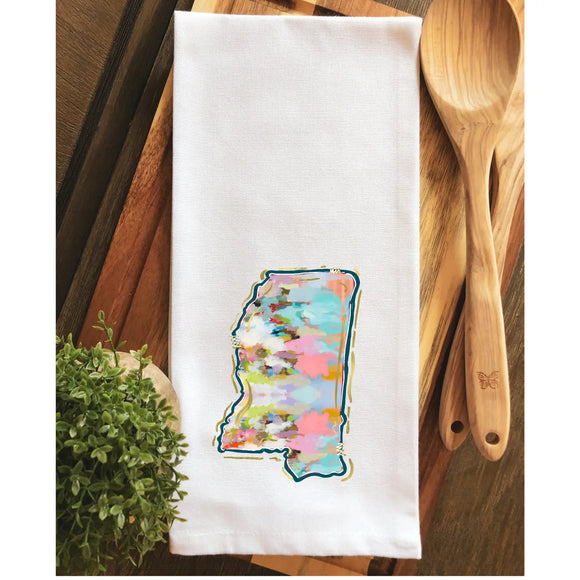 State of Mississippi Watercolor Tea Towel