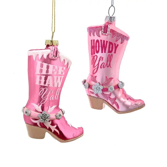 Pink Cowgirl Boots Ornament
