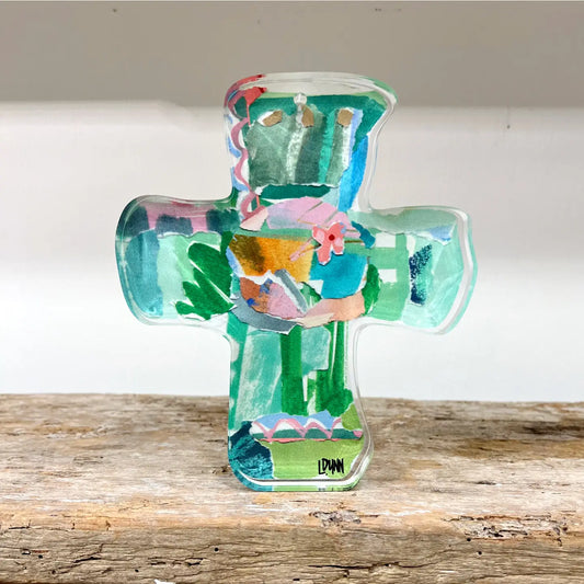 Green Everlasting Love Acrylic Cross