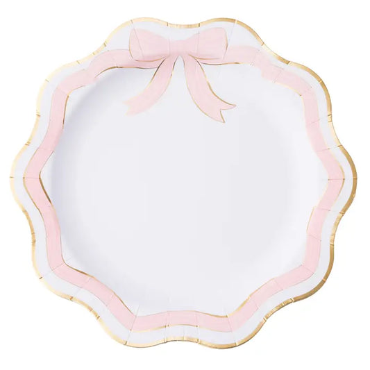 Elegant Pink & Gold Bow Dinner Plates