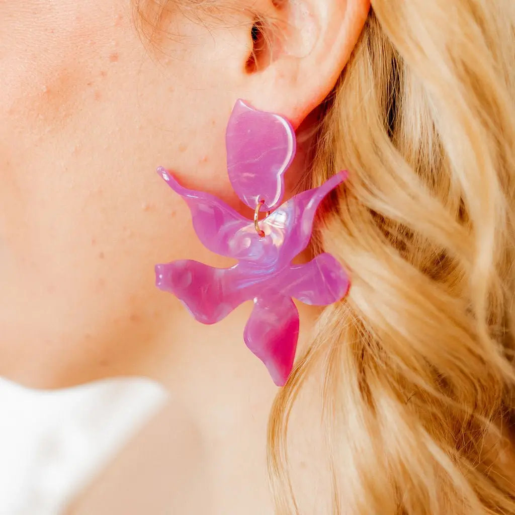 Flora Statement Earrings - Orchid Purple