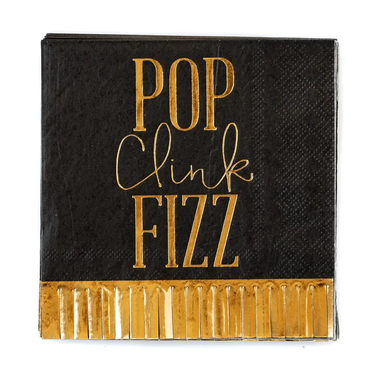 Pop Clink Fizz Fringed Beverage Napkins