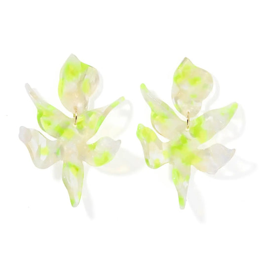Flora Statement Earrings - Neon Yellow Clouds