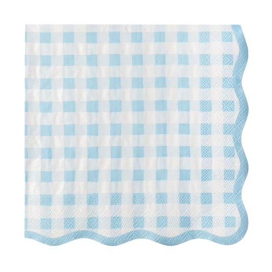 Elegant Sky Blue Gingham Dinner Napkins