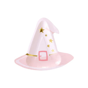 Witch Hat Diecut Plates - Pink