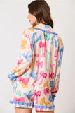 Multi Color Ribbon Printed Pajamas