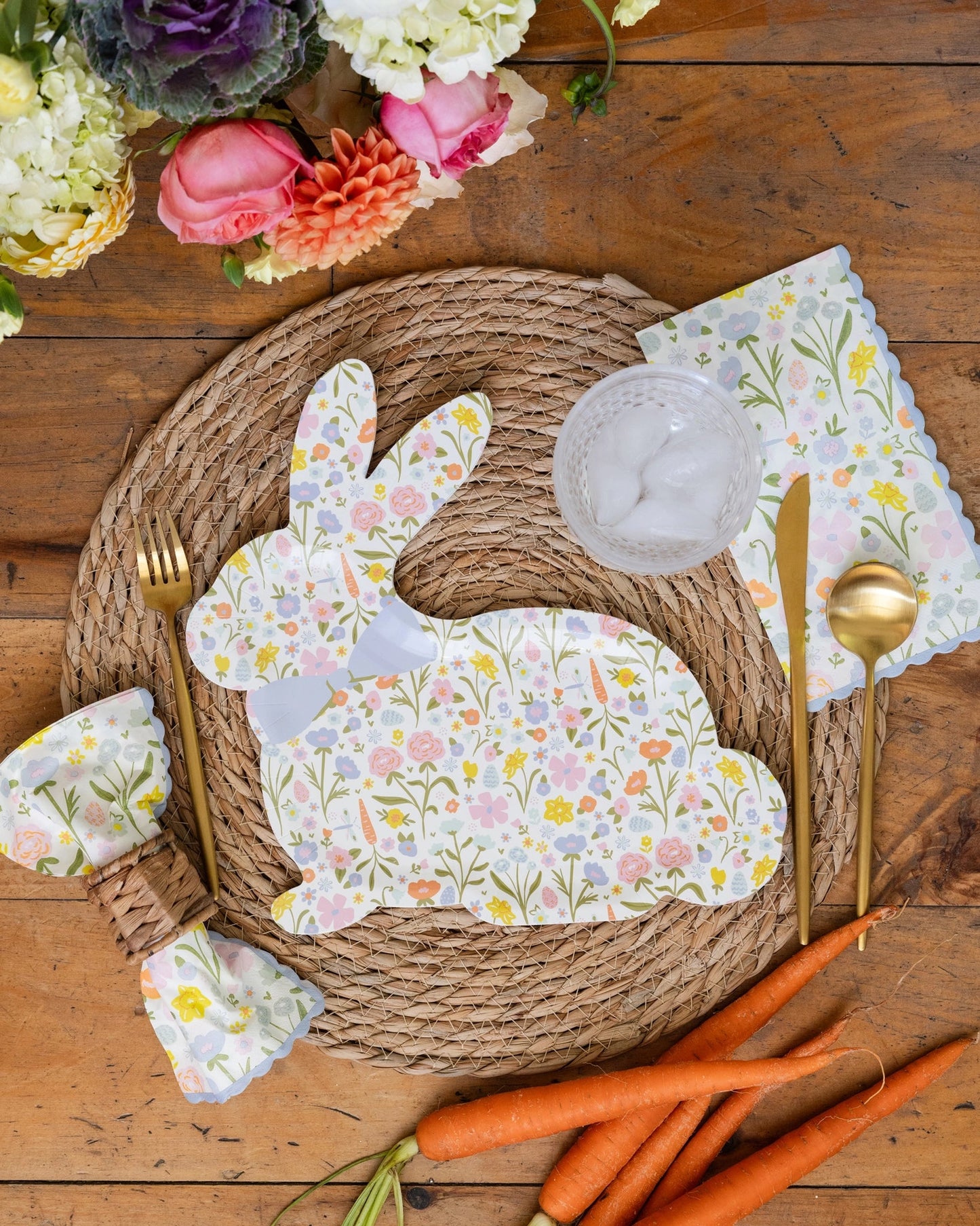 Floral Bunny Diecut Plates
