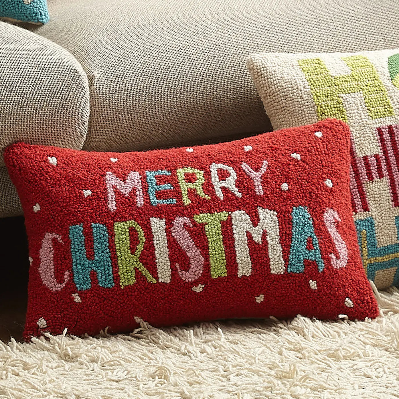 Multi Merry Christmas Pillow