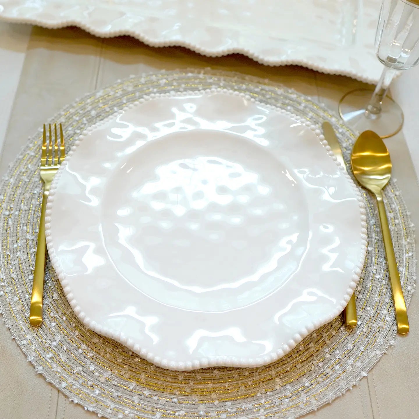 Perlette Cream Dinner Plates